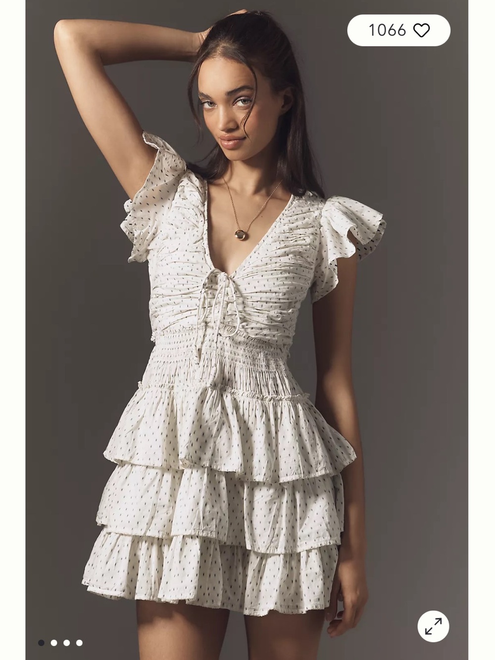By Anthropologie Puff-Sleeve Gathered Tiered Mini Dress Size medium